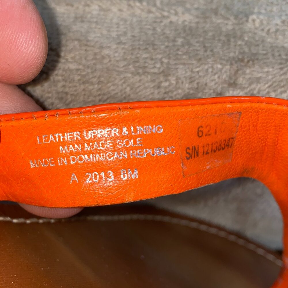 Tory Burch Orange Patent Leather Logo Thong Sandals Flip Flops Size 6.5 - Picture 7 of 7